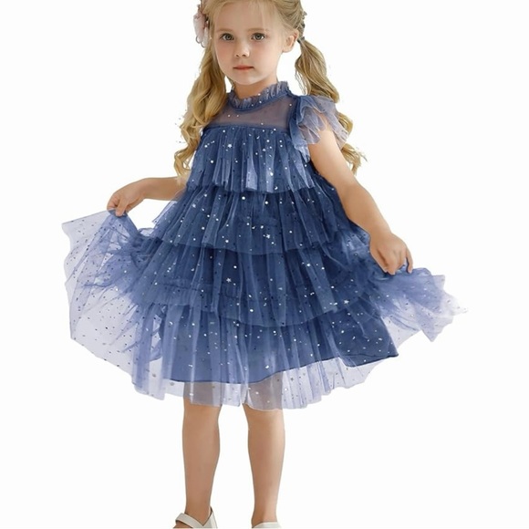 Toddler Girl Stardust & Glitter Slate Blue Tulle Princess Dress |  Size 2-3Y - Picture 2 of 15